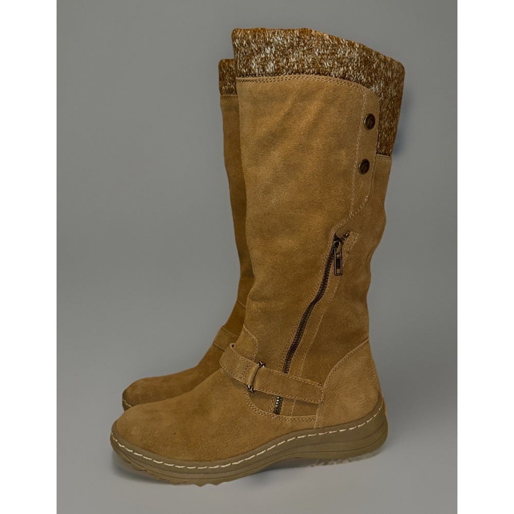 Baretraps Cold Weather Tall Boot Womens 8 Beige Adele Suede‎ Knit Cuff New